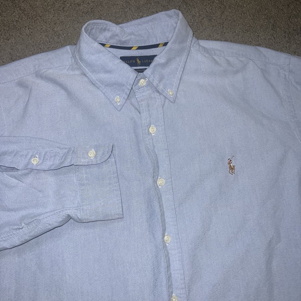 Ralph Lauren Blake Shirt Mens XL Oxford Blue Button Up Long Sleeve Naked Pony